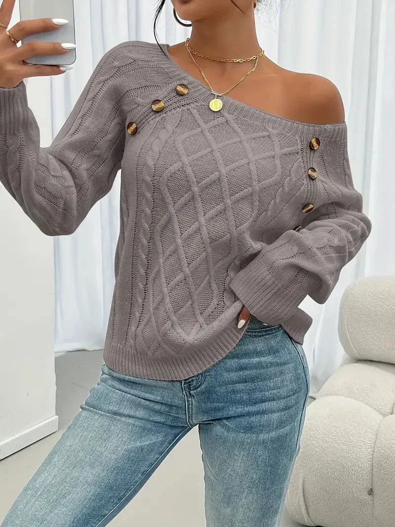 Women's Cable Knit Square Neck Sweater | Daisy