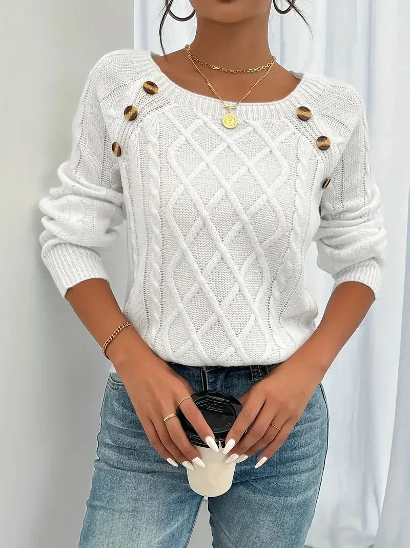 Women's Cable Knit Square Neck Sweater | Daisy