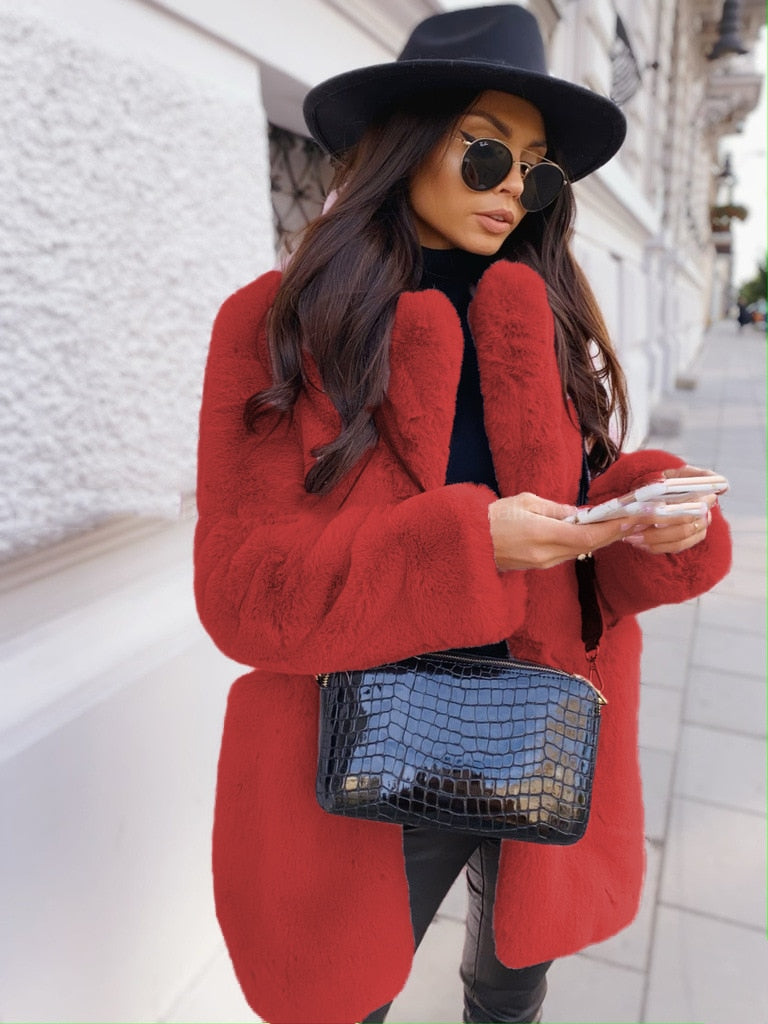 Women's Black Faux Fur Jacket | Drune