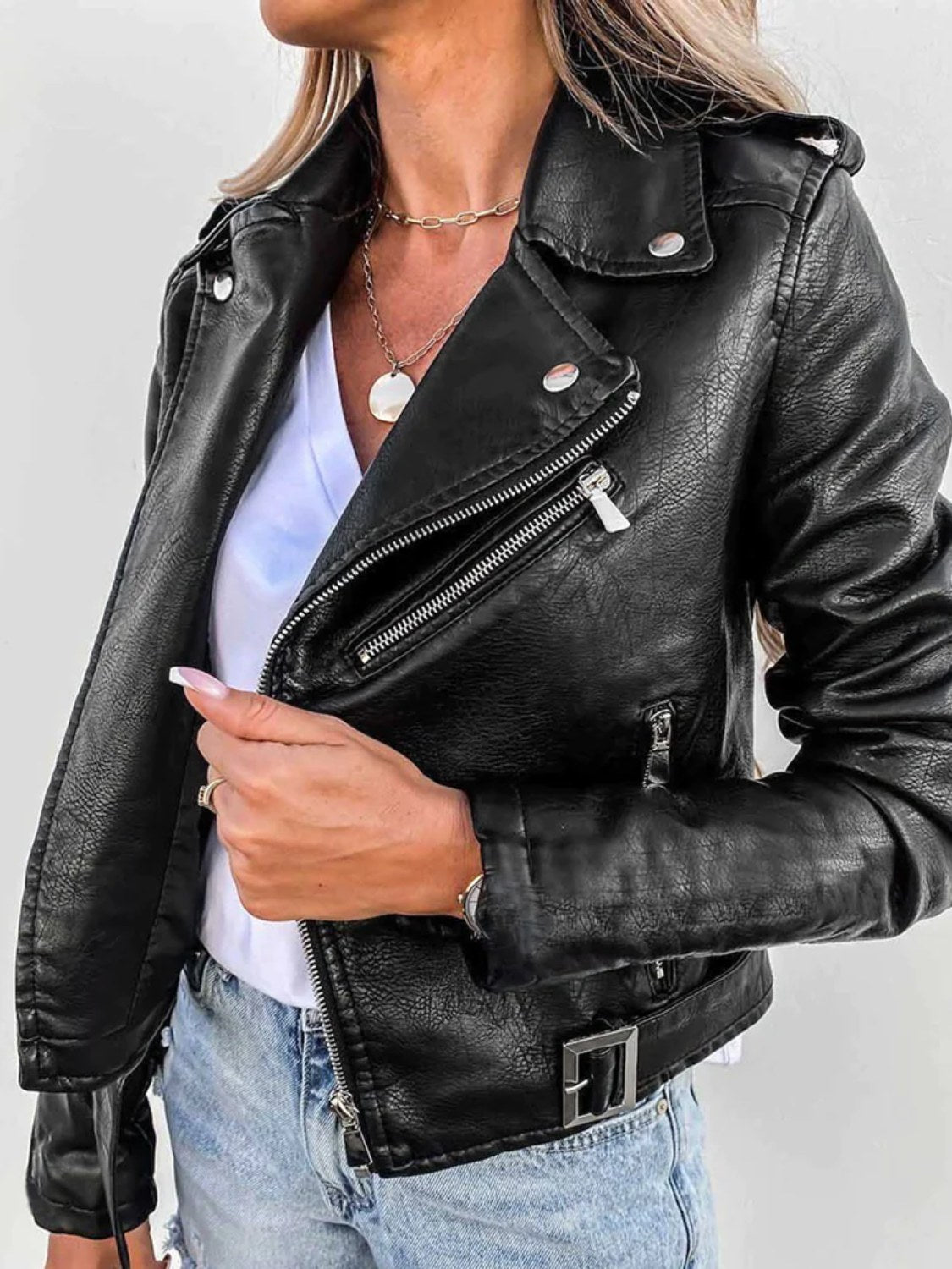 Women's Faux Leather Biker Jacket