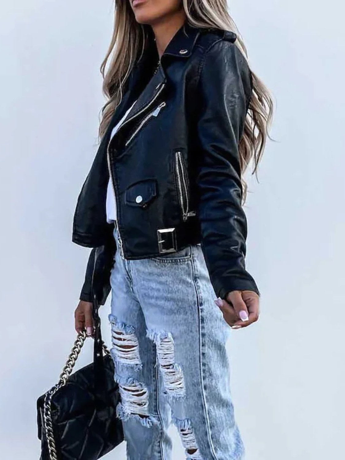 Women's Faux Leather Biker Jacket