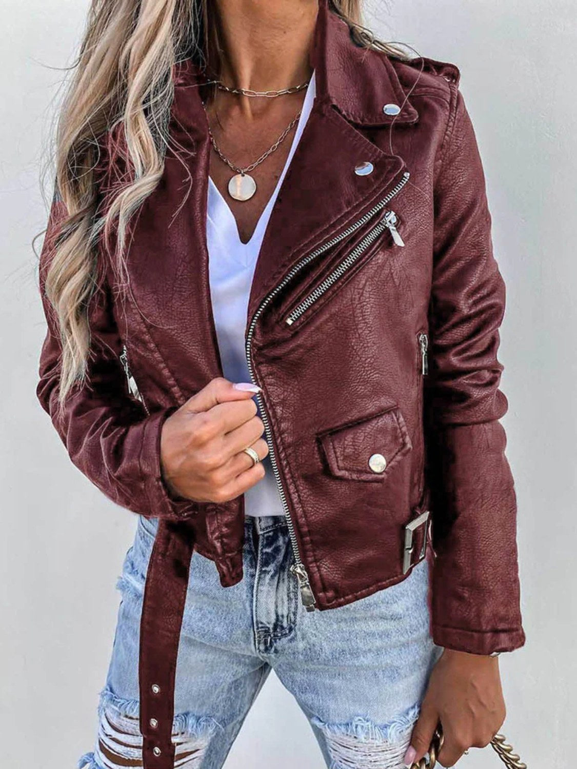 Women's Faux Leather Biker Jacket