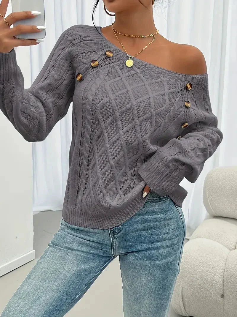 Women's Cable Knit Square Neck Sweater | Daisy