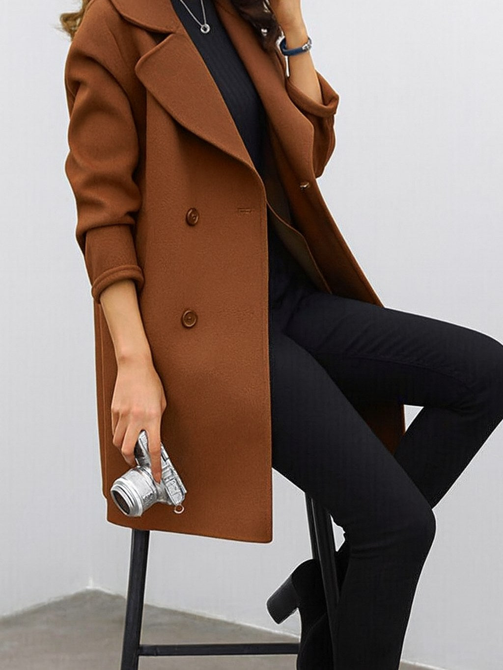 Women's Double Breasted Mid-Length Coat | Christy