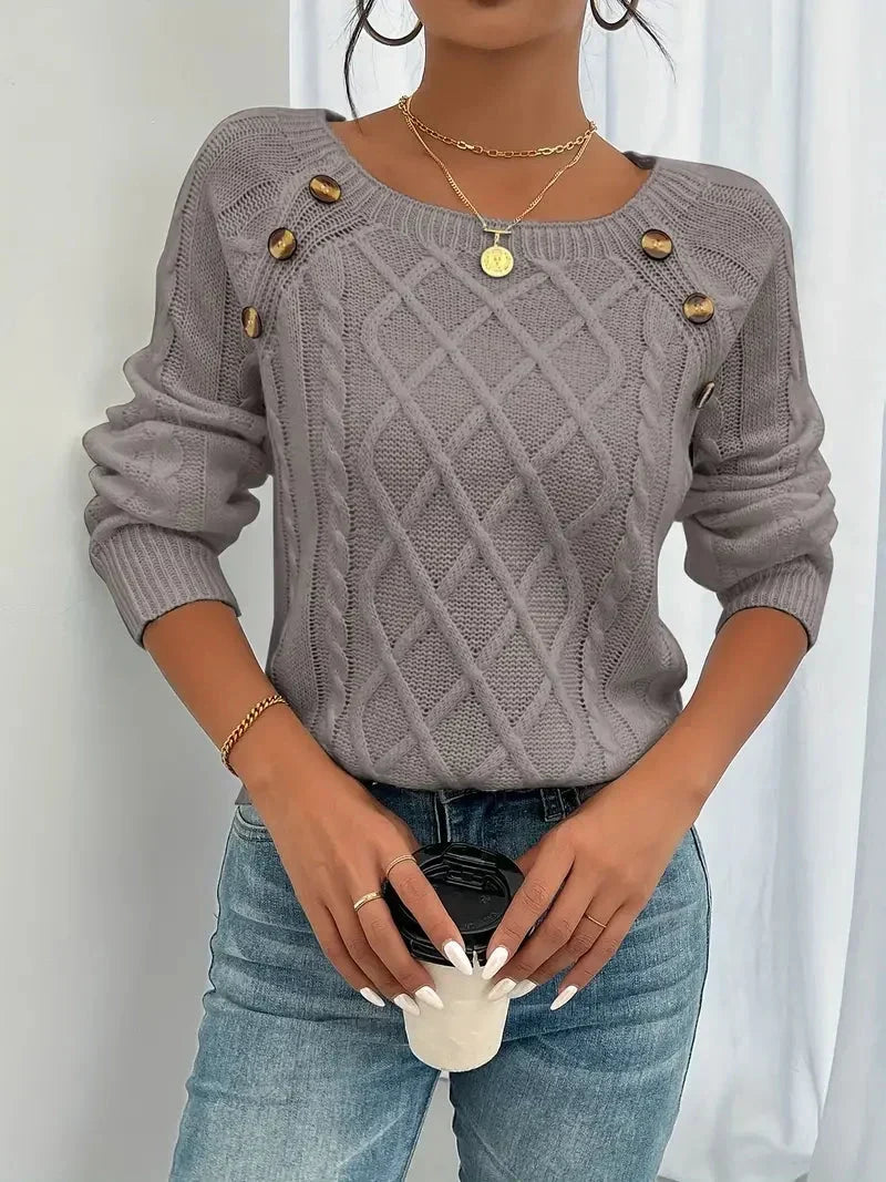 Women's Cable Knit Square Neck Sweater | Daisy