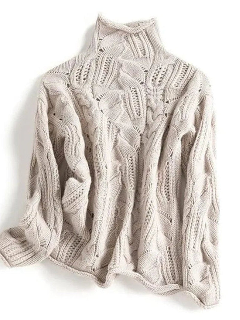 Women's Cable Knit Turtleneck Sweater | Davina