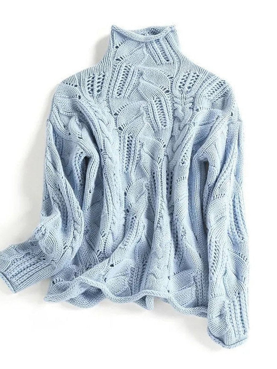 Women's Cable Knit Turtleneck Sweater | Davina