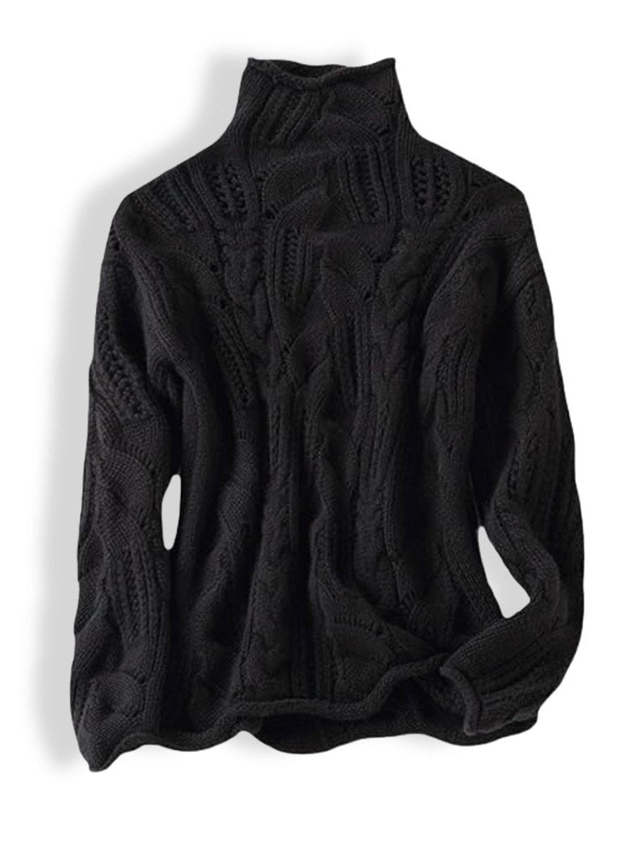 Women's Cable Knit Turtleneck Sweater | Davina