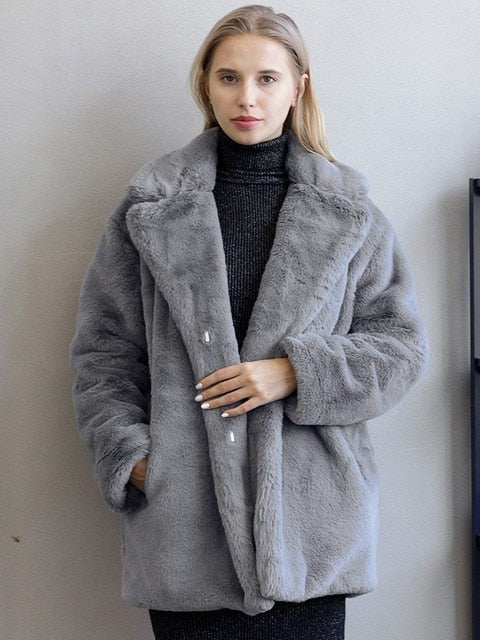 Women's Black Faux Fur Jacket | Drune