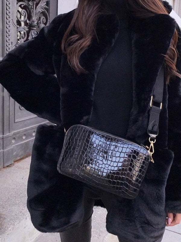 Women's Black Faux Fur Jacket | Drune