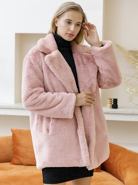 Women's Black Faux Fur Jacket | Drune