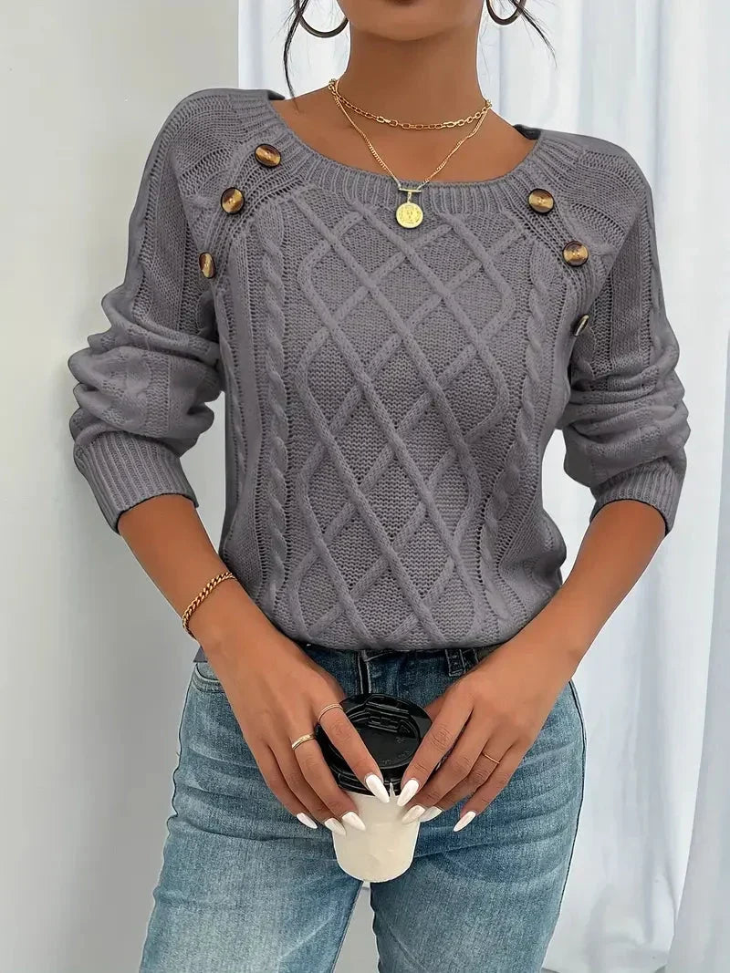 Women's Cable Knit Square Neck Sweater | Daisy