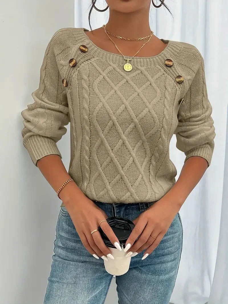 Women's Cable Knit Square Neck Sweater | Daisy