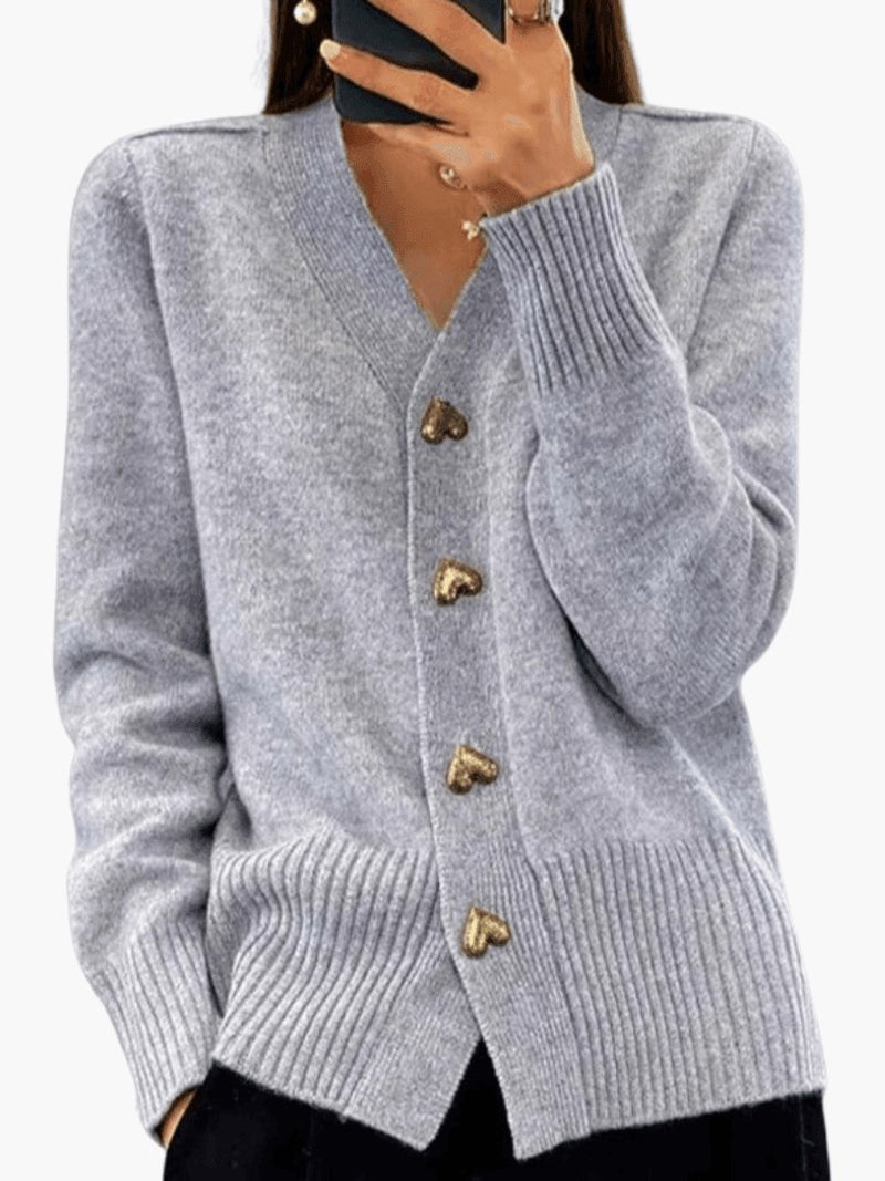 Women's Button Cardigan with Heart Buttons