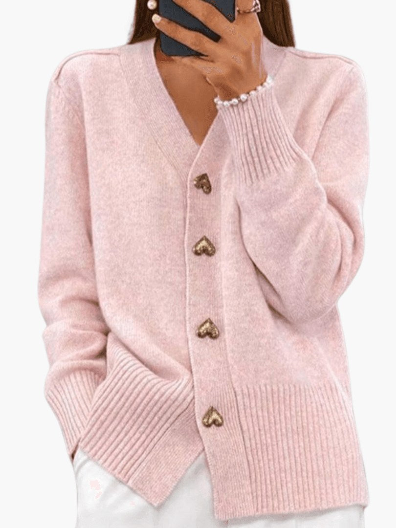 Women's Button Cardigan with Heart Buttons