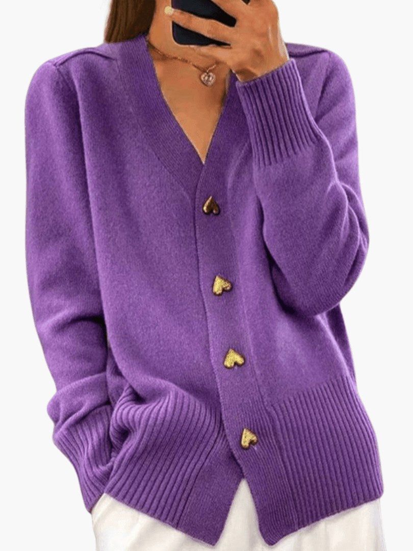 Women's Button Cardigan with Heart Buttons