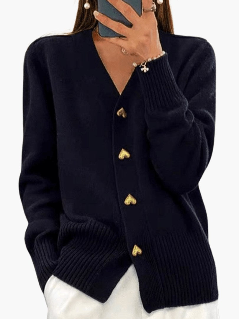 Women's Button Cardigan with Heart Buttons