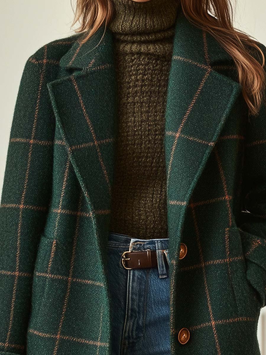 Women's Tweed Plaid Coat