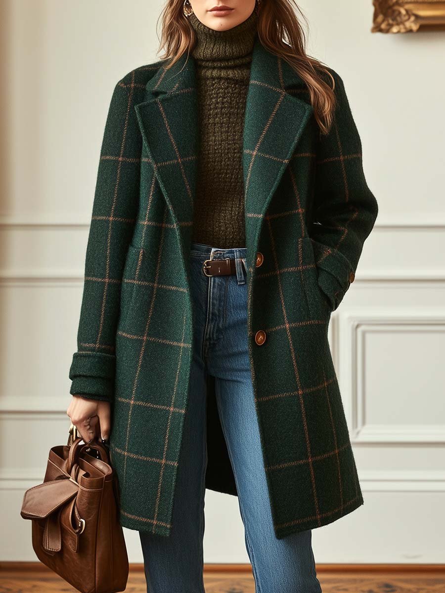 Women's Tweed Plaid Coat