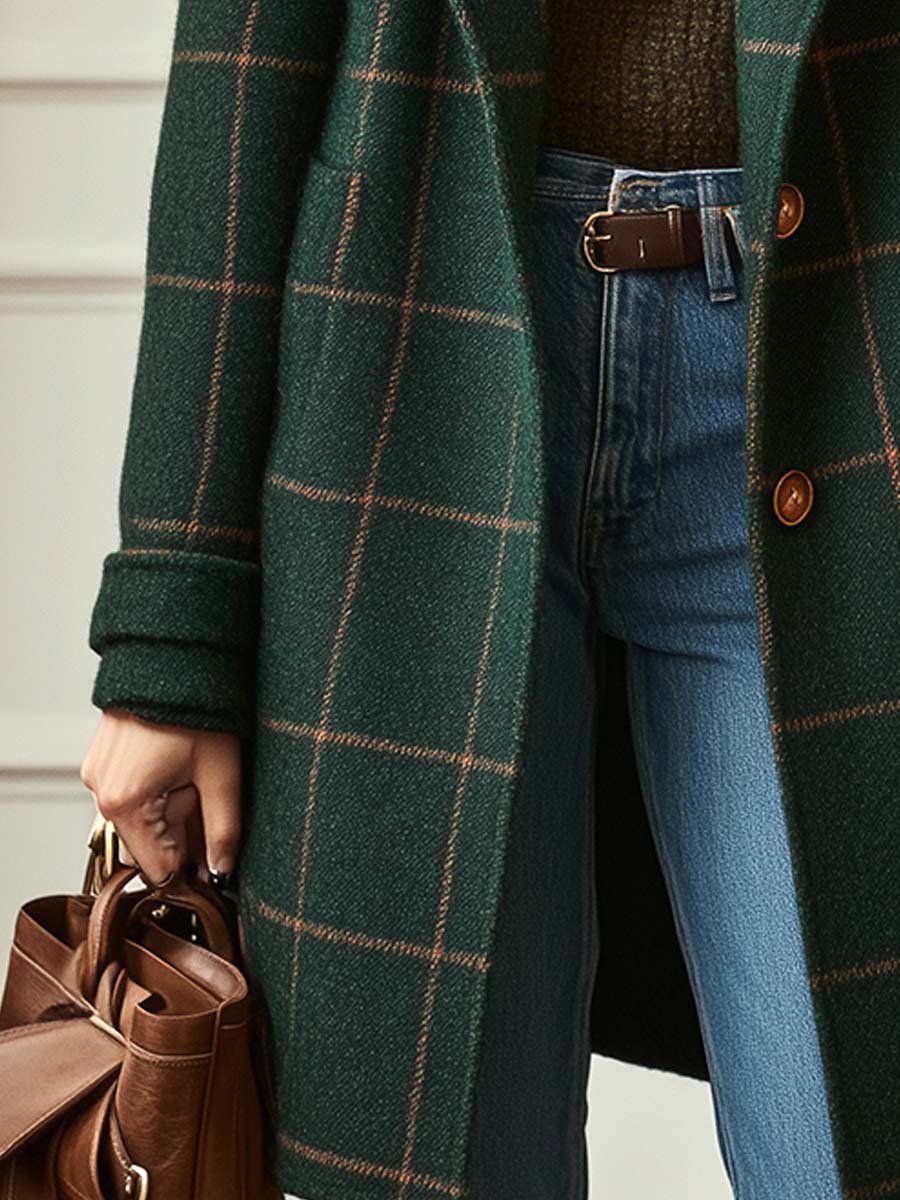 Women's Tweed Plaid Coat