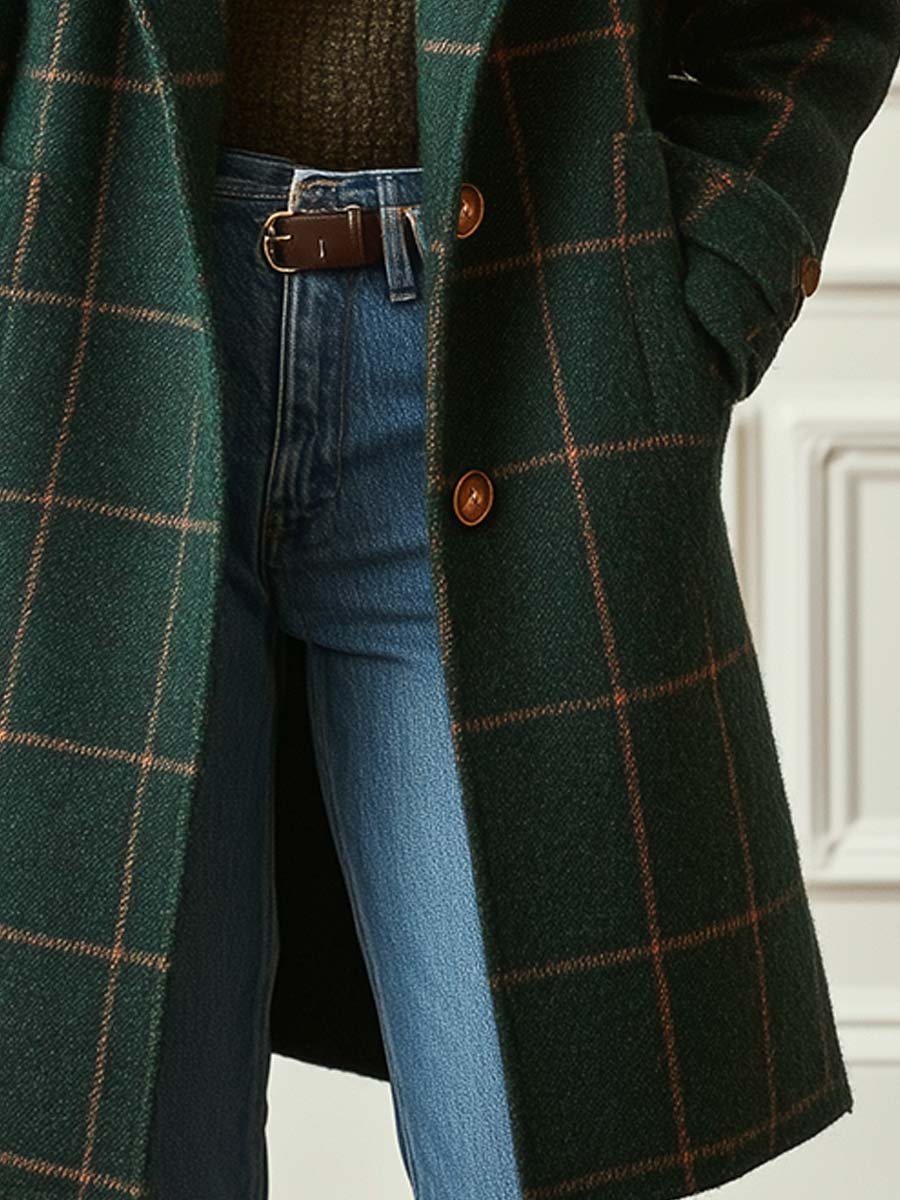 Women's Tweed Plaid Coat
