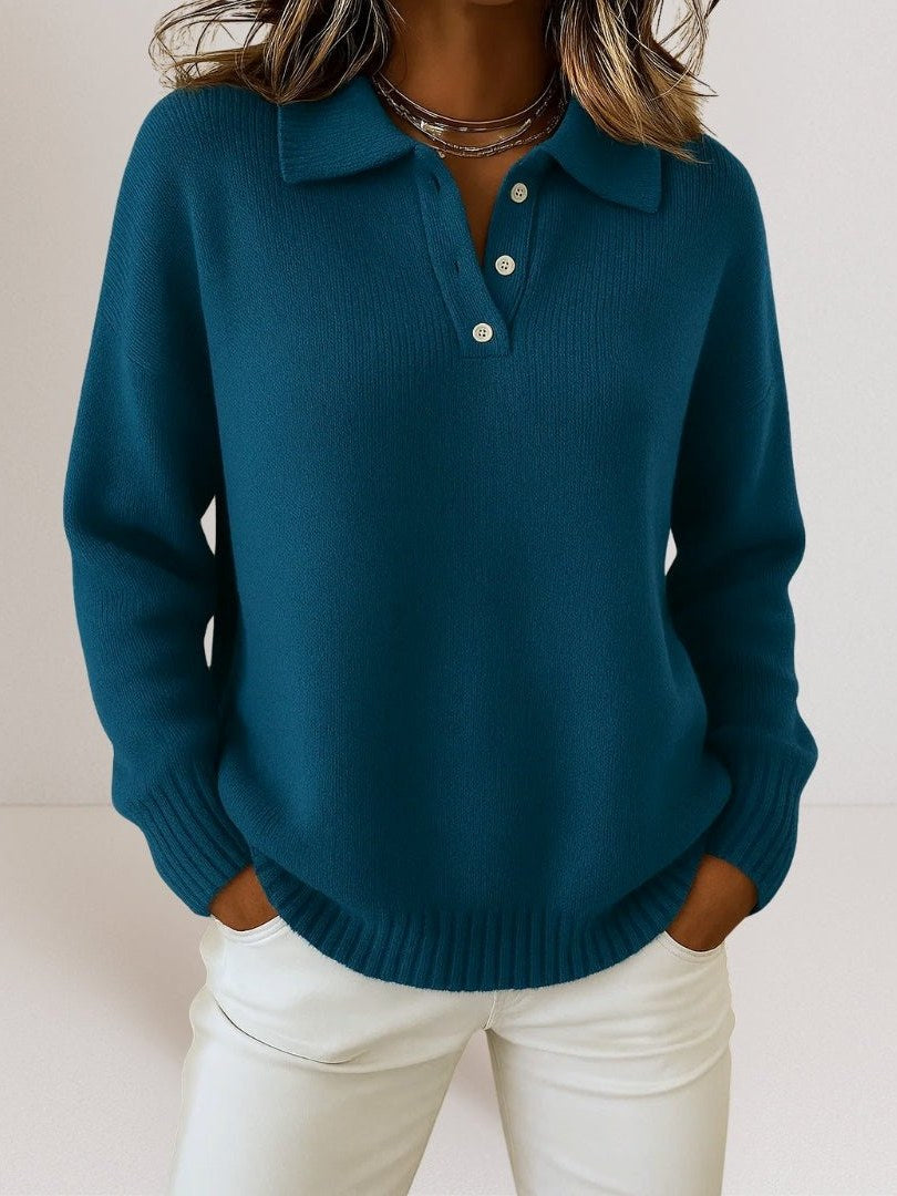 Women's Polo Sweater with Button Placket