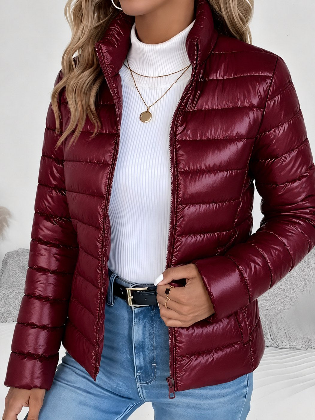 Women's Stand Collar Puffer Jacket