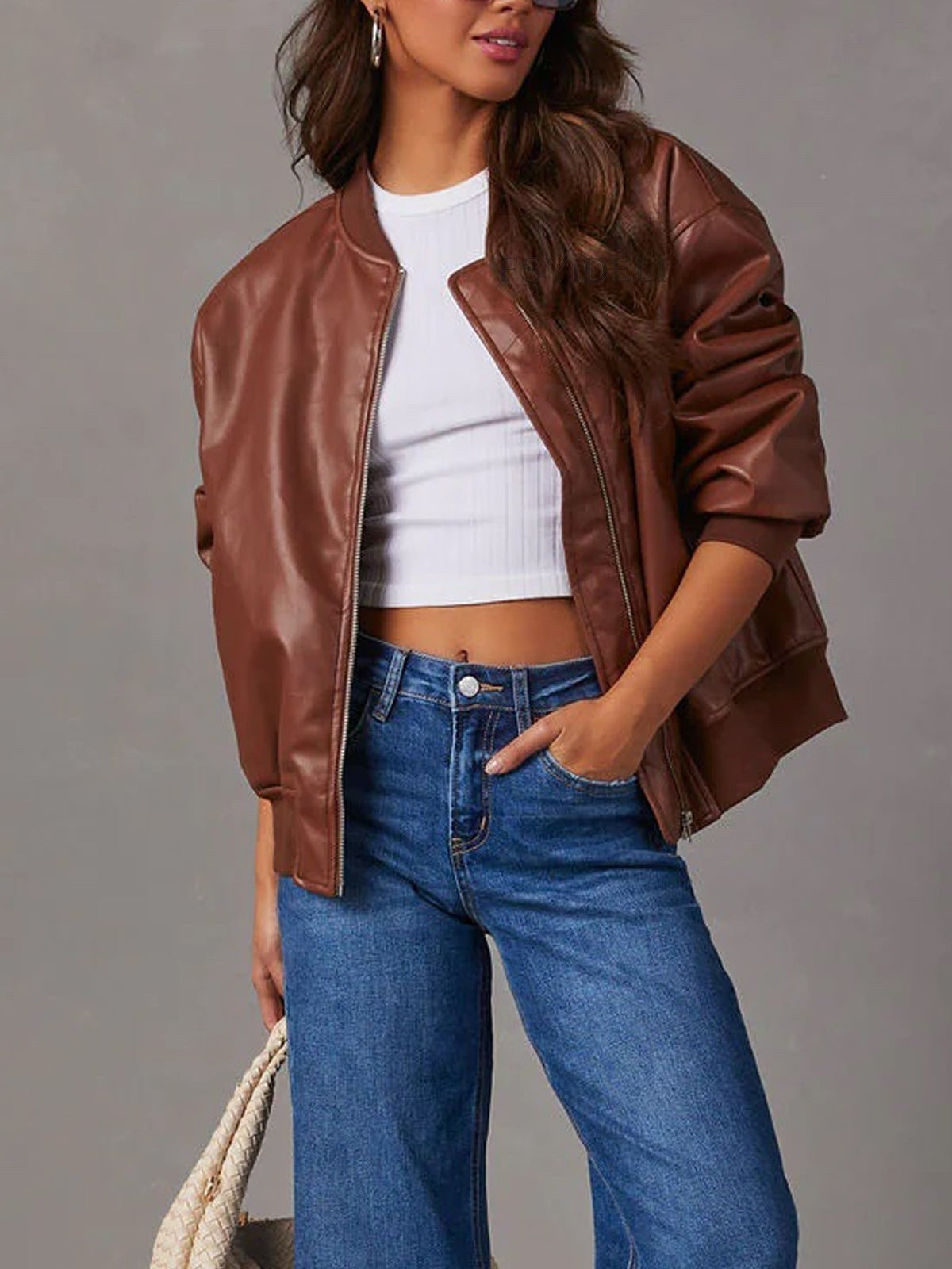 Women's Leather Bomber Jacket | Liv