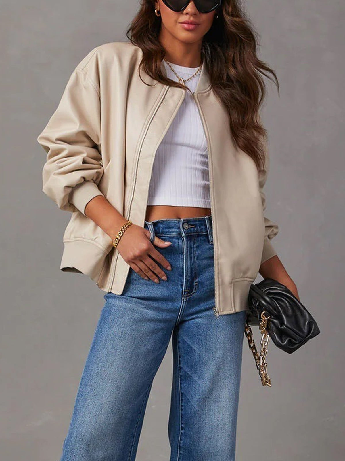 Women's Leather Bomber Jacket | Liv