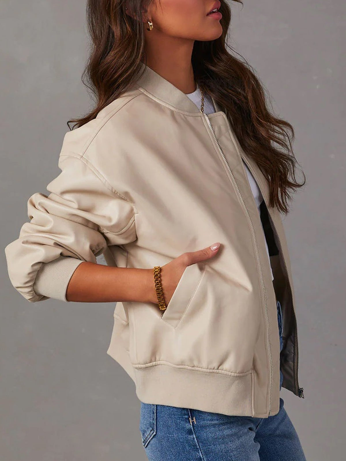 Women's Leather Bomber Jacket | Liv