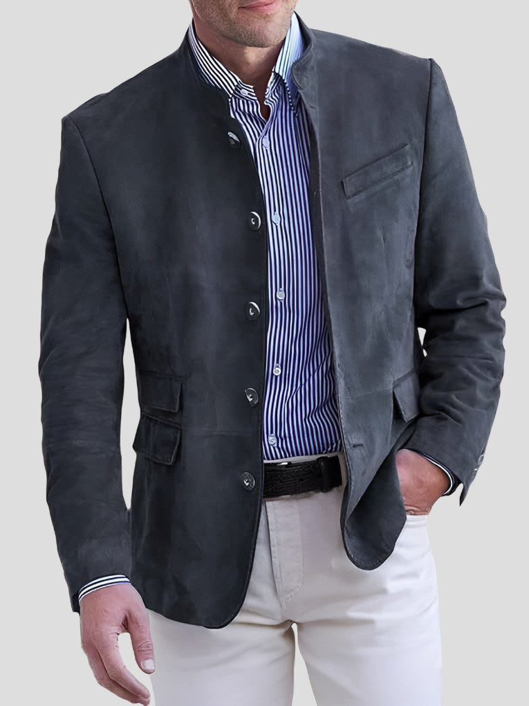 Mandarin Collar Sport Coat for Men