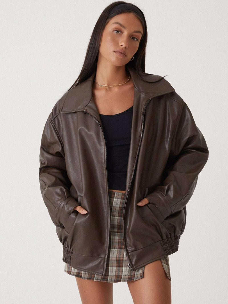 Women's Relaxed Fit Leather Jacket