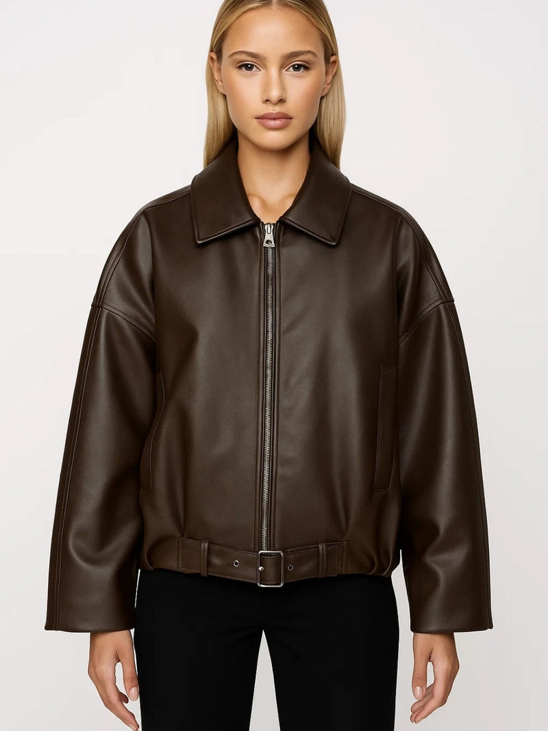 Women's Oversized Leather Jacket