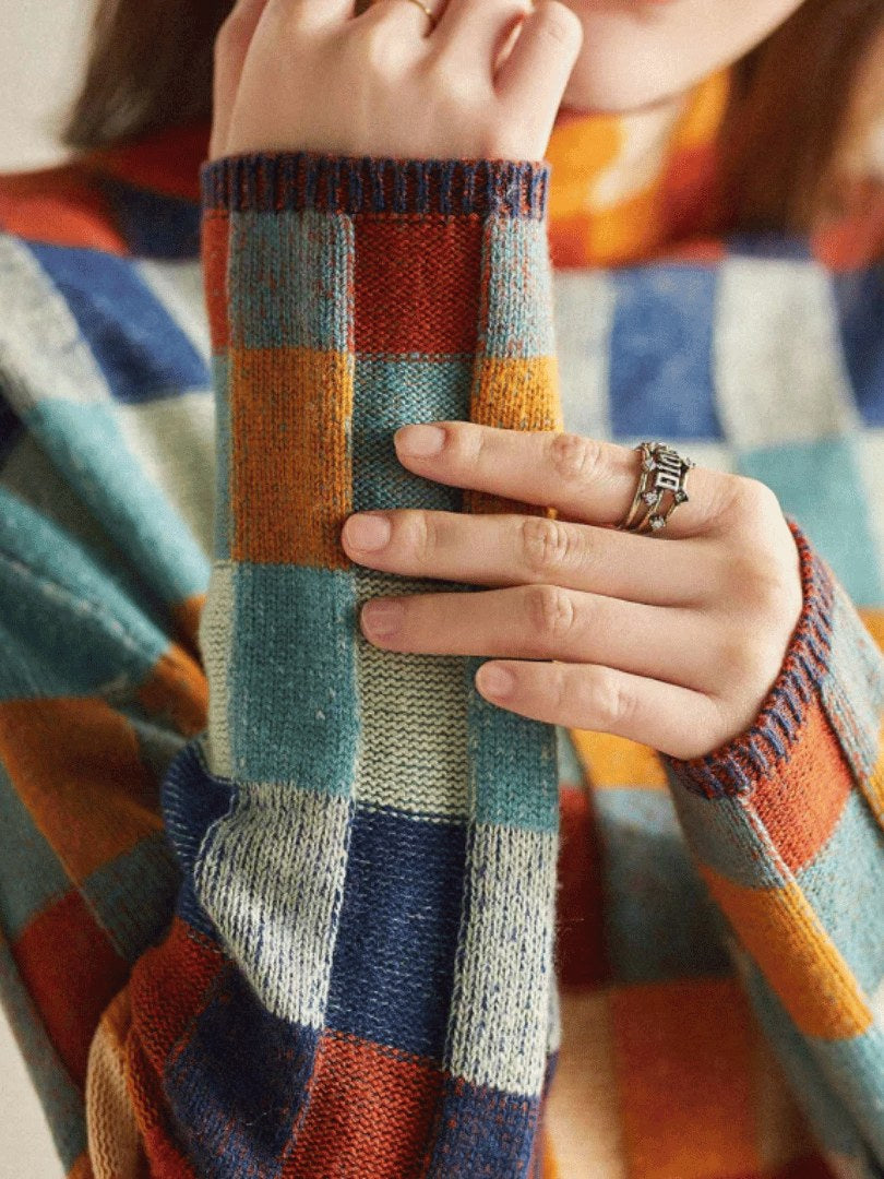 Women's Patchwork Cashmere Turtleneck Sweater | Ravelyn