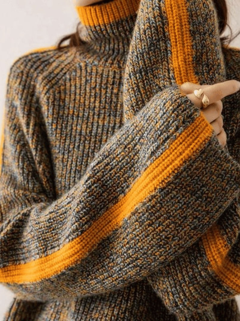 Women's Melange Cashmere Turtleneck Sweater | Ravelyn