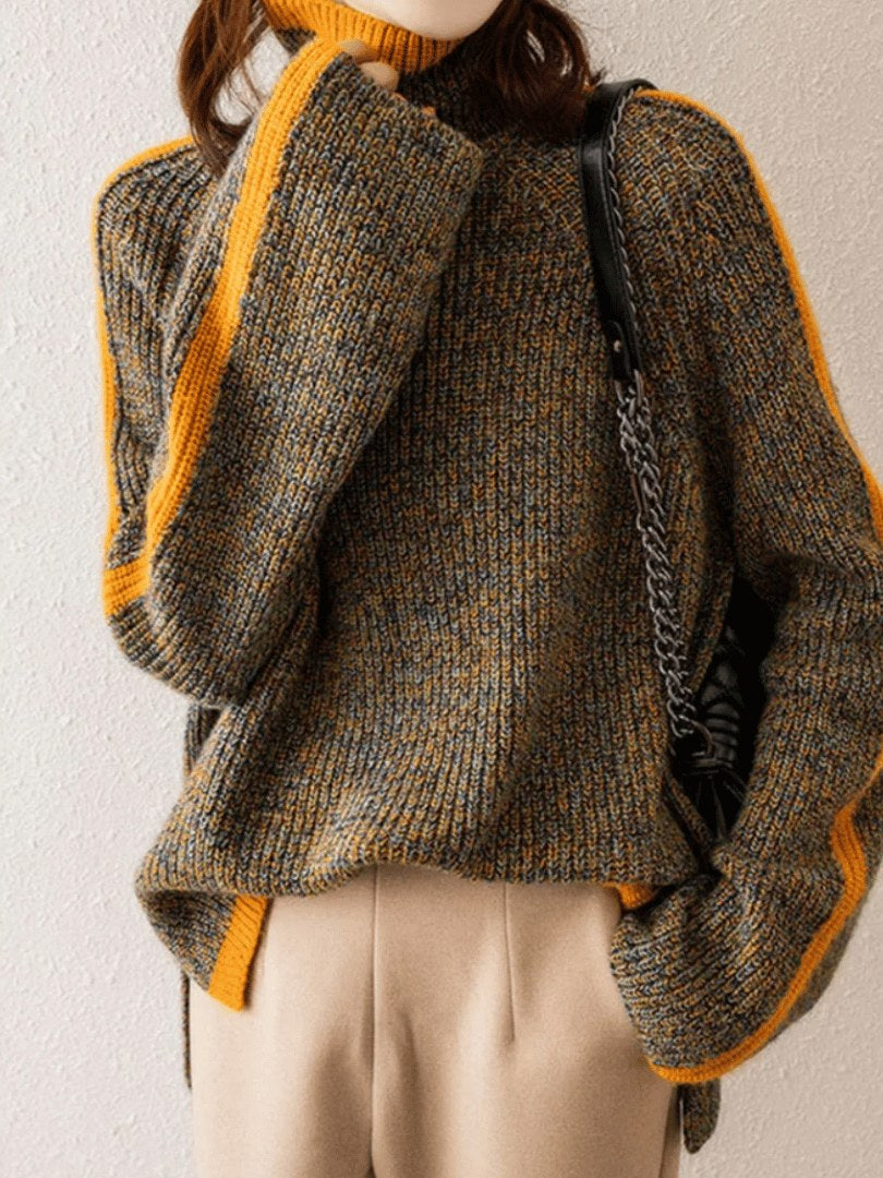 Women's Melange Cashmere Turtleneck Sweater | Ravelyn