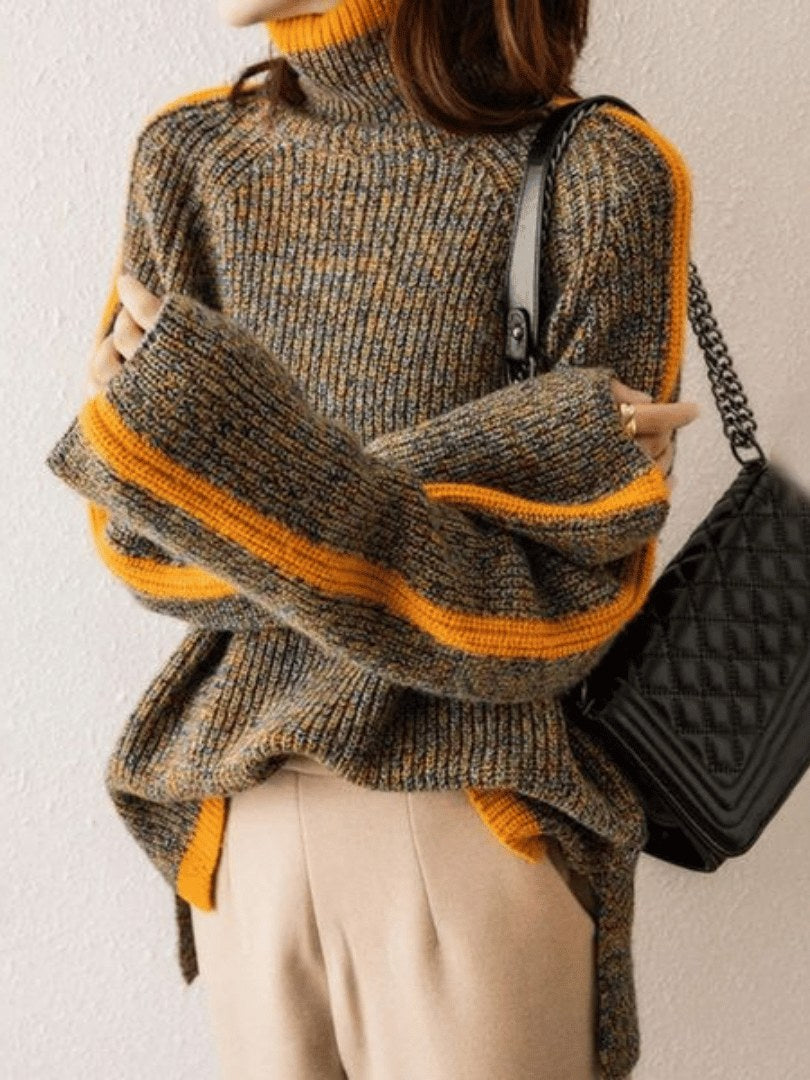 Women's Melange Cashmere Turtleneck Sweater | Ravelyn