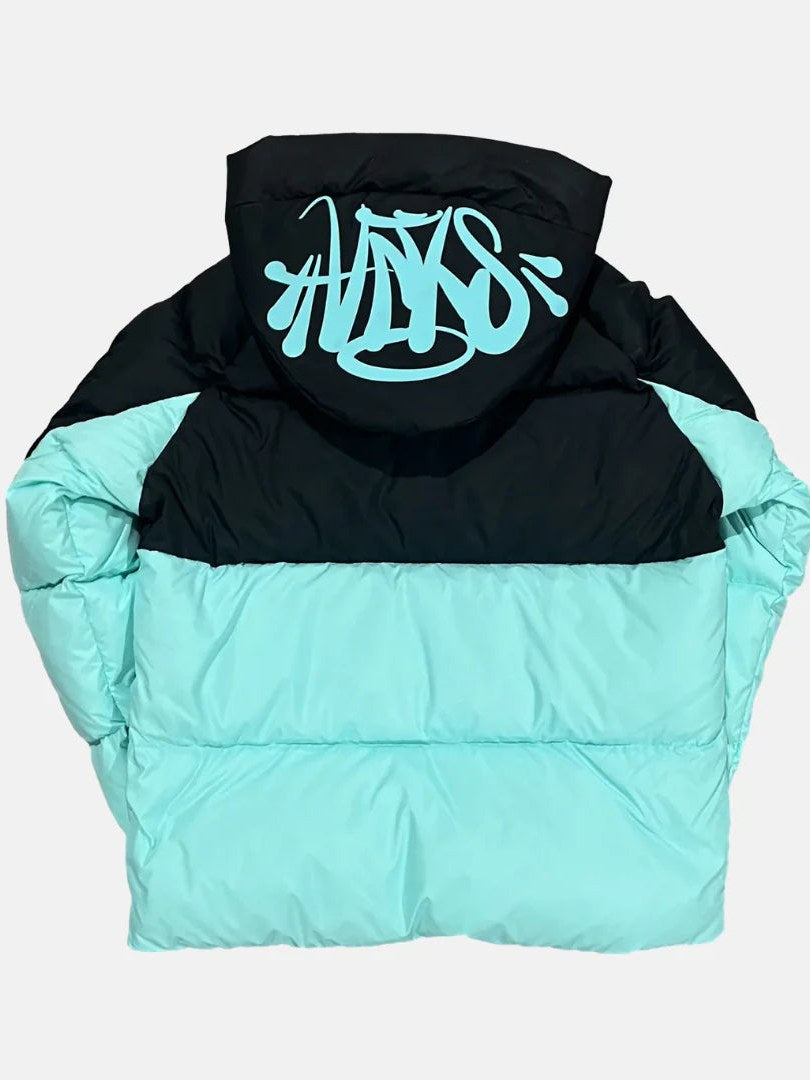 Syna World Logo Puffer Jacket - Black / Teal