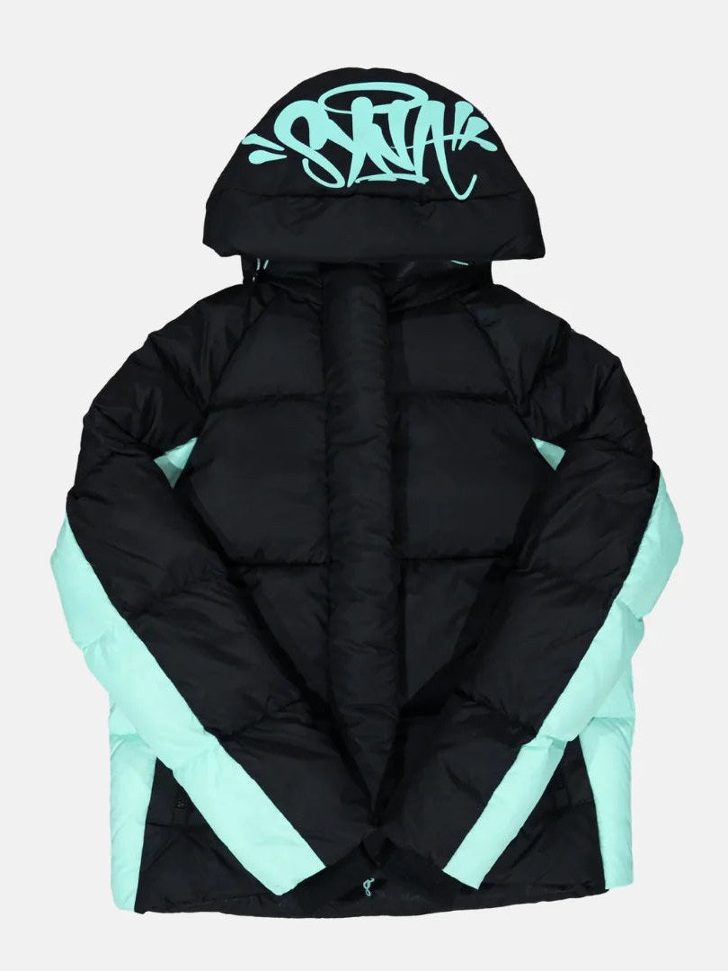 Syna World Logo Puffer Jacket - Black / Teal