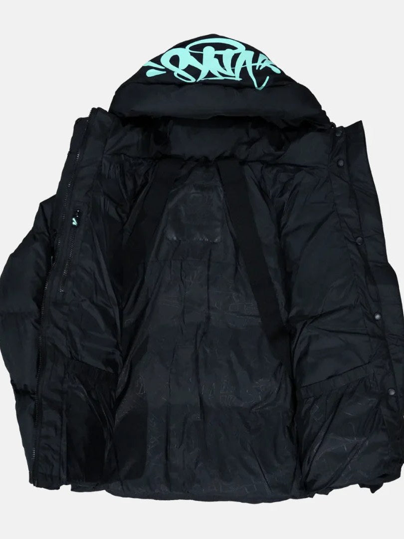 Syna World Logo Puffer Jacket - Black / Teal