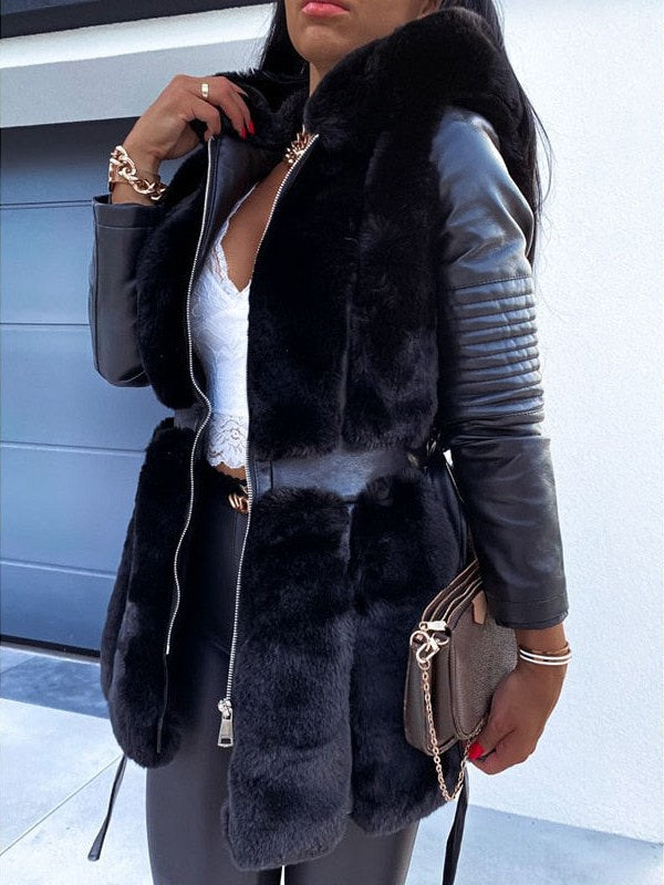Women's Fur Leather Coat | Drune