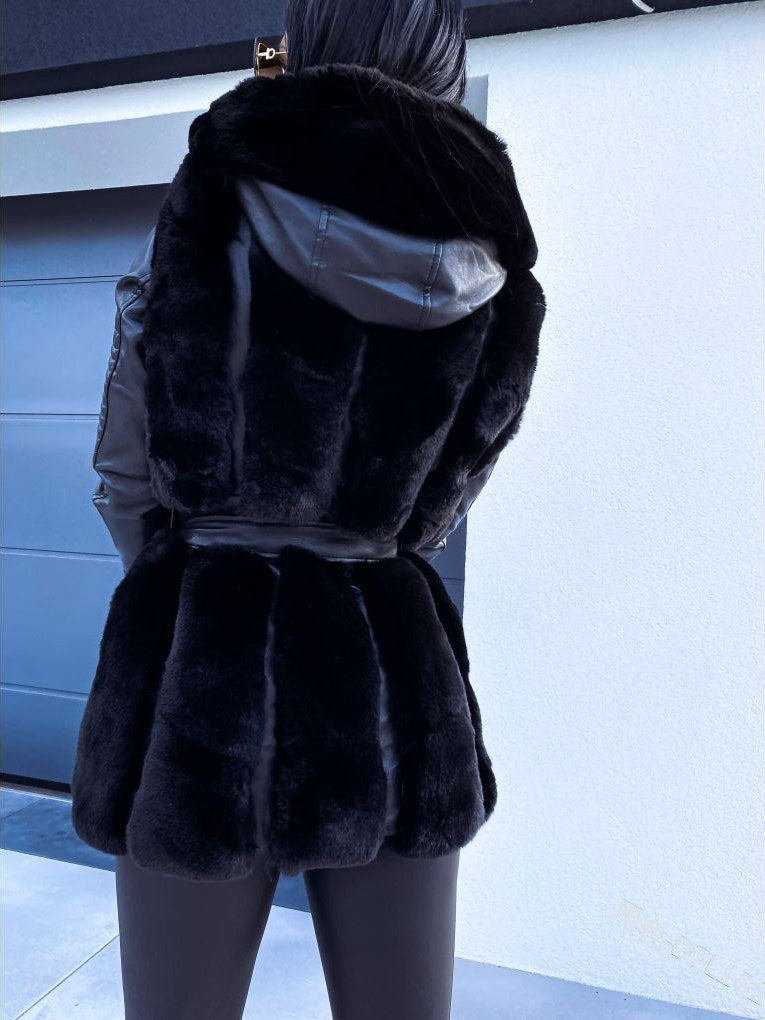 Women's Fur Leather Coat | Drune