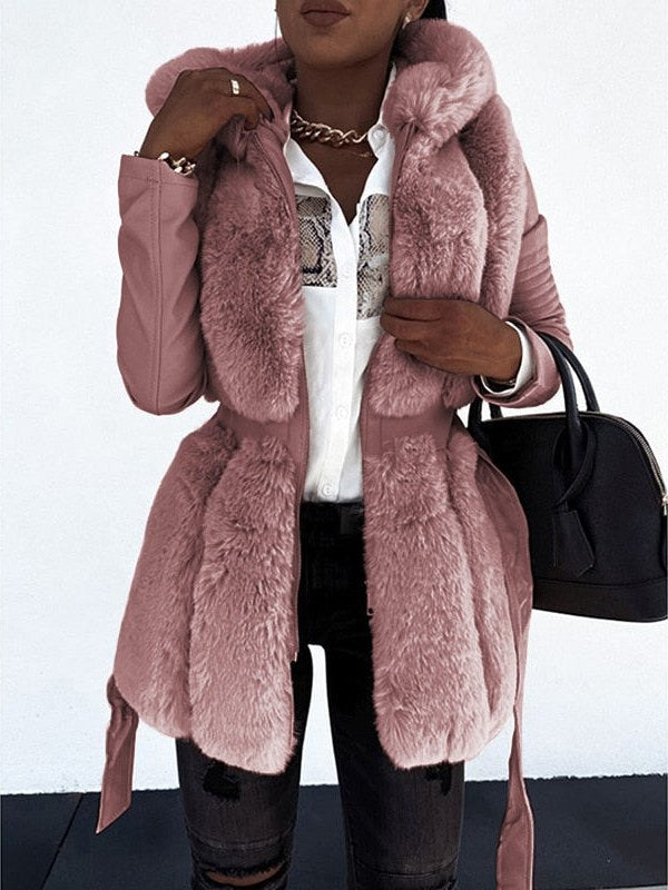 Women's Fur Leather Coat | Drune