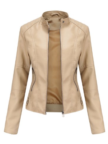 Women's Mao Collar Leather Jacket | Drune