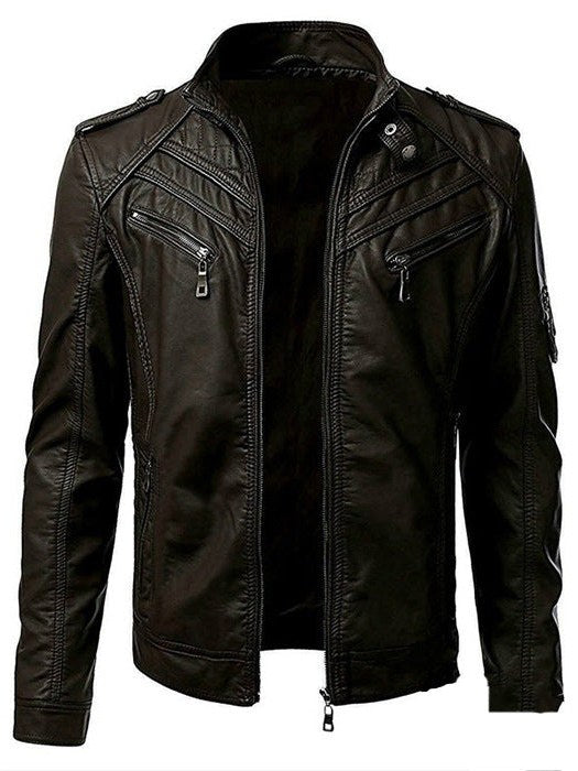 Water-Resistant Leather Jacket for Men | Drune