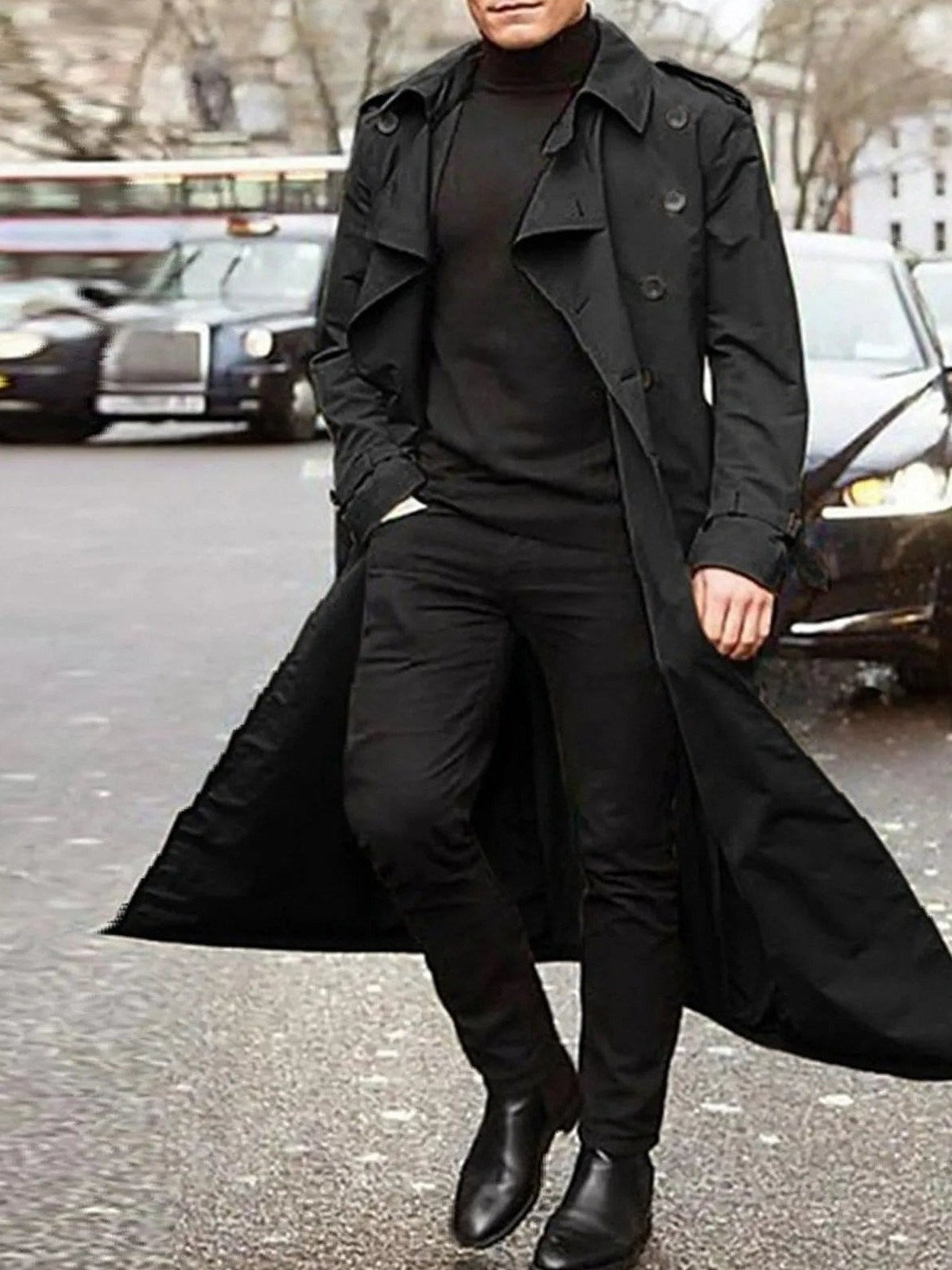 Notch Lapel Trench Coat for Men | Drune