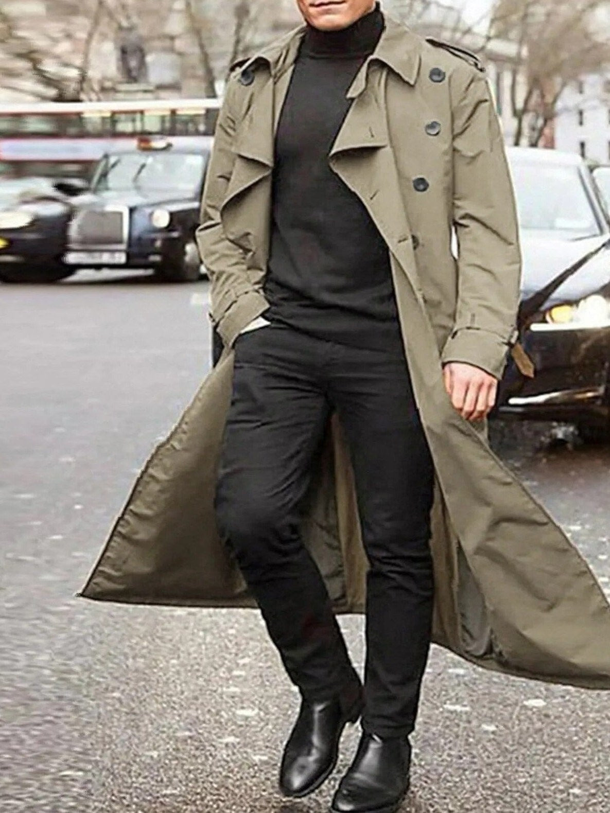 Notch Lapel Trench Coat for Men | Drune